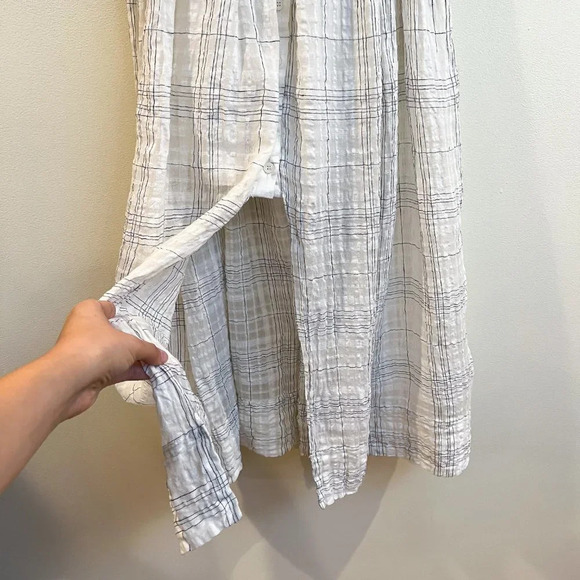 SHONA JOY White Plaid Tie Front Strappy Designer Bohemian Classic Maxi Dress 2 - Picture 3 of 10